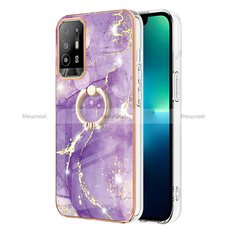 Silicone Candy Rubber Gel Fashionable Pattern Soft Case Cover with Finger Ring Stand Y05B for Oppo Reno5 Z 5G