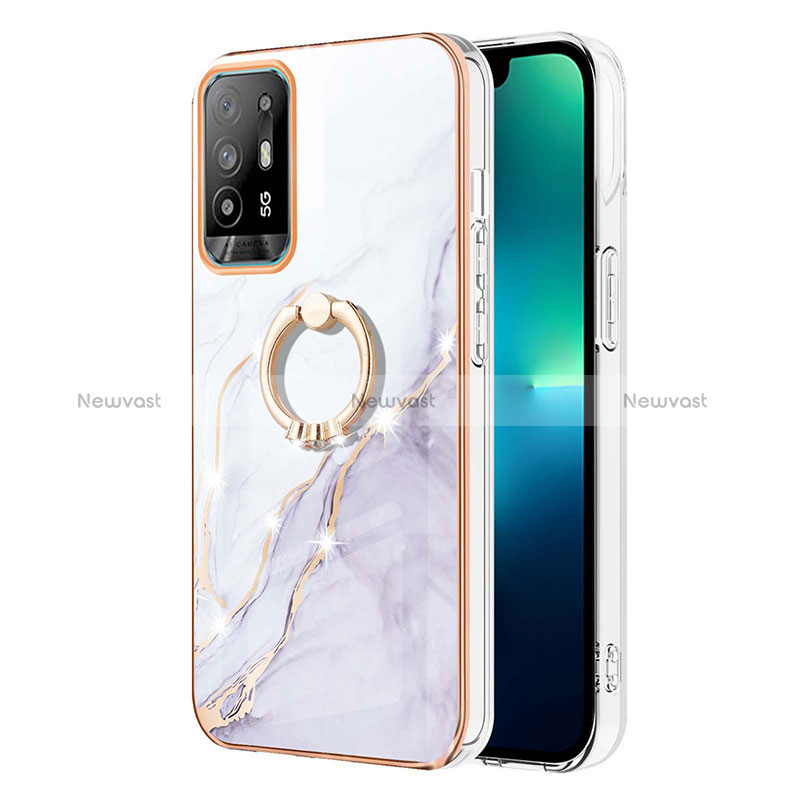 Silicone Candy Rubber Gel Fashionable Pattern Soft Case Cover with Finger Ring Stand Y05B for Oppo Reno5 Z 5G