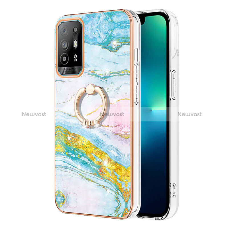 Silicone Candy Rubber Gel Fashionable Pattern Soft Case Cover with Finger Ring Stand Y05B for Oppo Reno5 Z 5G