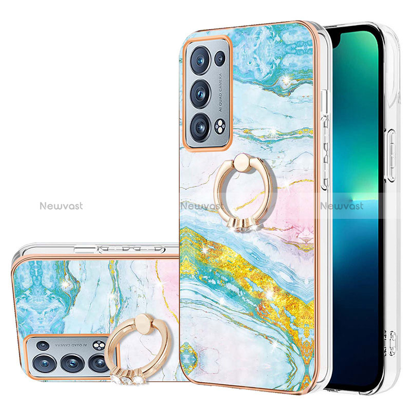 Silicone Candy Rubber Gel Fashionable Pattern Soft Case Cover with Finger Ring Stand Y05B for Oppo Reno6 Pro 5G