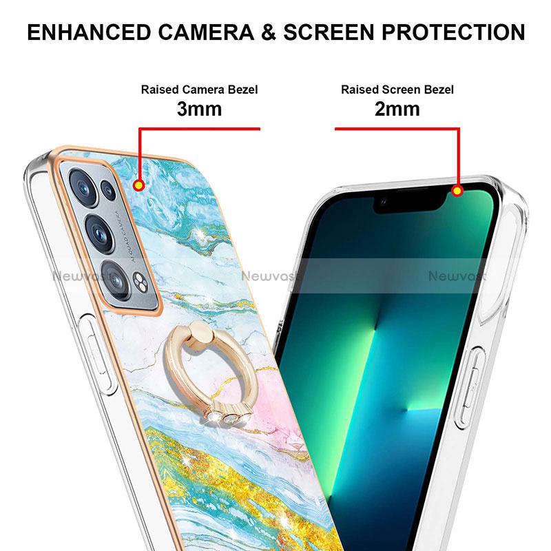 Silicone Candy Rubber Gel Fashionable Pattern Soft Case Cover with Finger Ring Stand Y05B for Oppo Reno6 Pro+ Plus 5G