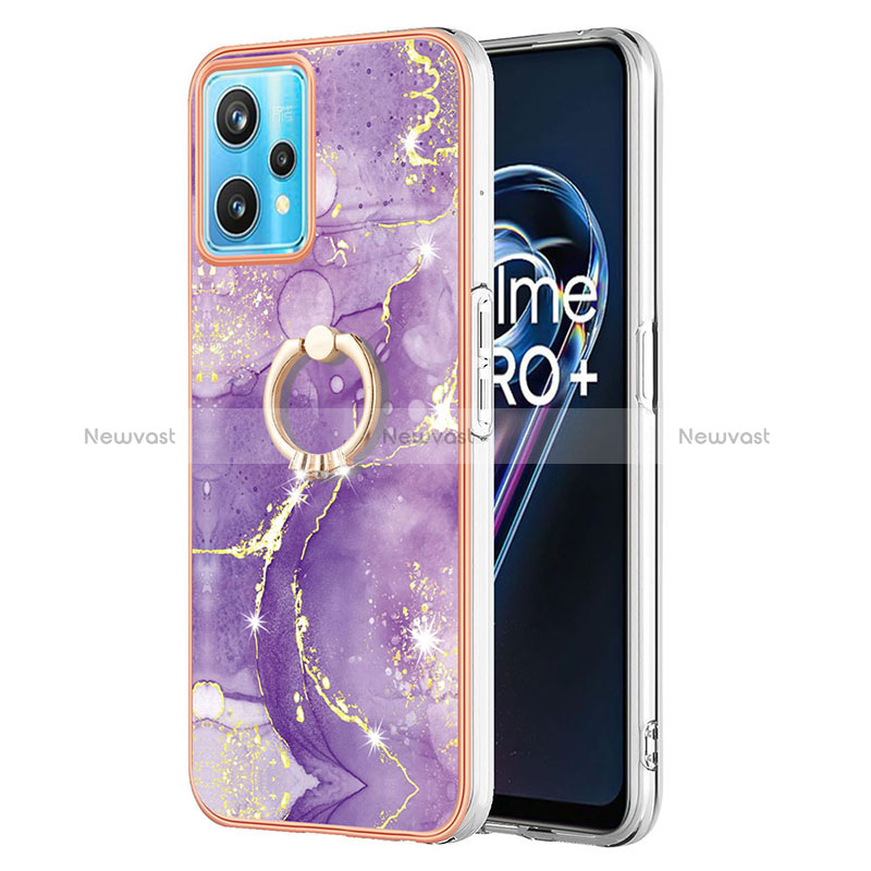 Silicone Candy Rubber Gel Fashionable Pattern Soft Case Cover with Finger Ring Stand Y05B for Realme 9 Pro 5G