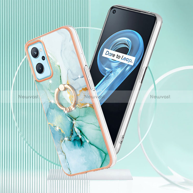 Silicone Candy Rubber Gel Fashionable Pattern Soft Case Cover with Finger Ring Stand Y05B for Realme 9i 4G