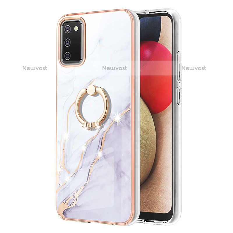 Silicone Candy Rubber Gel Fashionable Pattern Soft Case Cover with Finger Ring Stand Y05B for Samsung Galaxy A02s