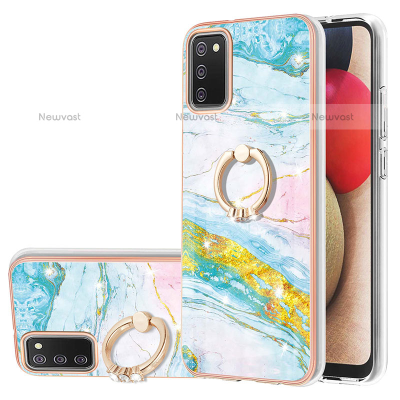 Silicone Candy Rubber Gel Fashionable Pattern Soft Case Cover with Finger Ring Stand Y05B for Samsung Galaxy A02s Colorful