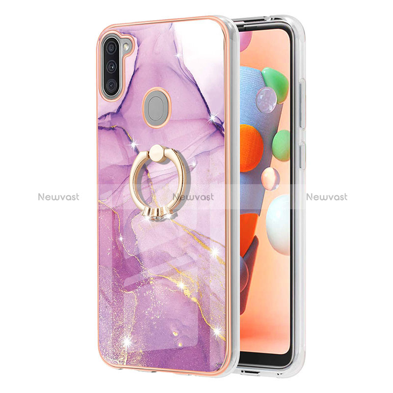 Silicone Candy Rubber Gel Fashionable Pattern Soft Case Cover with Finger Ring Stand Y05B for Samsung Galaxy A11