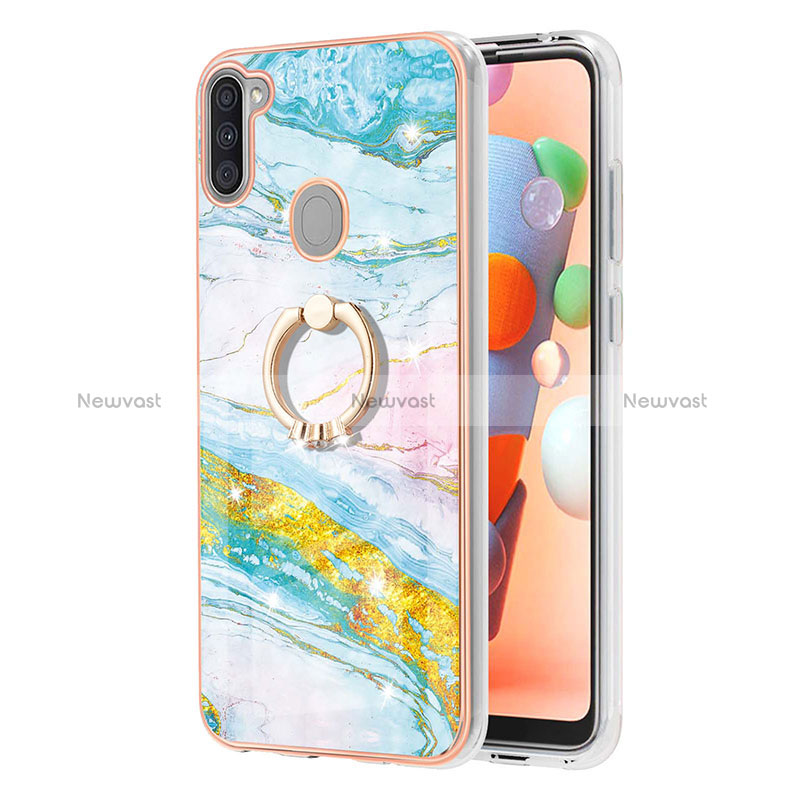 Silicone Candy Rubber Gel Fashionable Pattern Soft Case Cover with Finger Ring Stand Y05B for Samsung Galaxy A11
