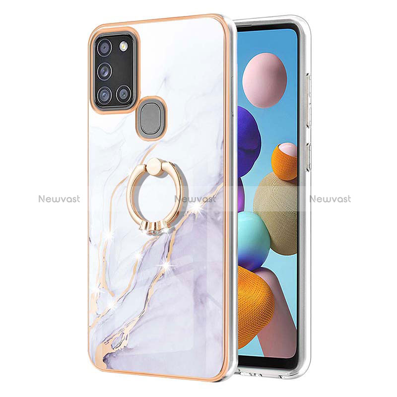 Silicone Candy Rubber Gel Fashionable Pattern Soft Case Cover with Finger Ring Stand Y05B for Samsung Galaxy A21s