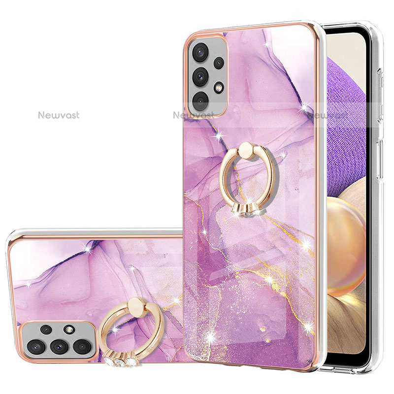 Silicone Candy Rubber Gel Fashionable Pattern Soft Case Cover with Finger Ring Stand Y05B for Samsung Galaxy A23 5G Clove Purple