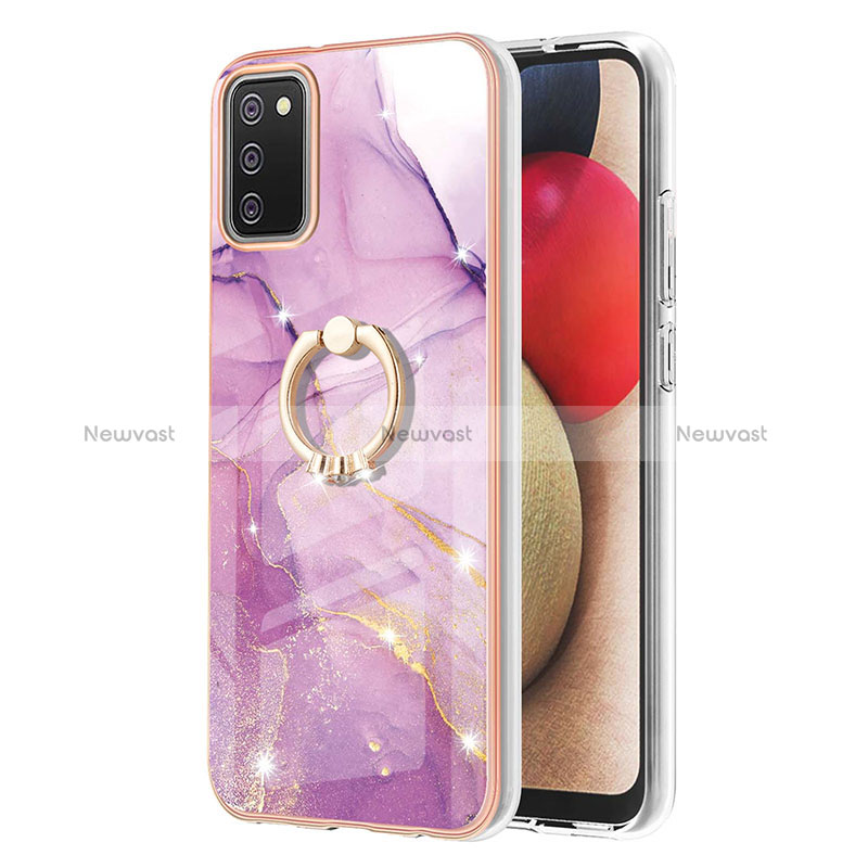 Silicone Candy Rubber Gel Fashionable Pattern Soft Case Cover with Finger Ring Stand Y05B for Samsung Galaxy M02s