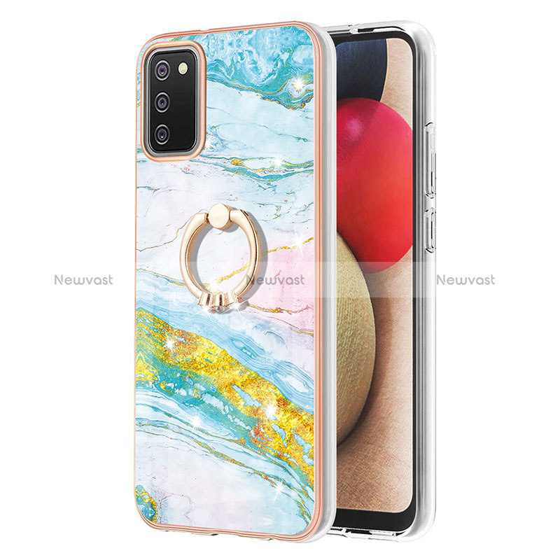 Silicone Candy Rubber Gel Fashionable Pattern Soft Case Cover with Finger Ring Stand Y05B for Samsung Galaxy M02s