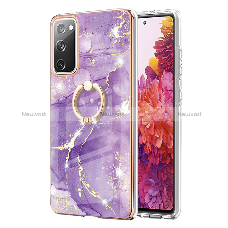 Silicone Candy Rubber Gel Fashionable Pattern Soft Case Cover with Finger Ring Stand Y05B for Samsung Galaxy S20 FE (2022) 5G