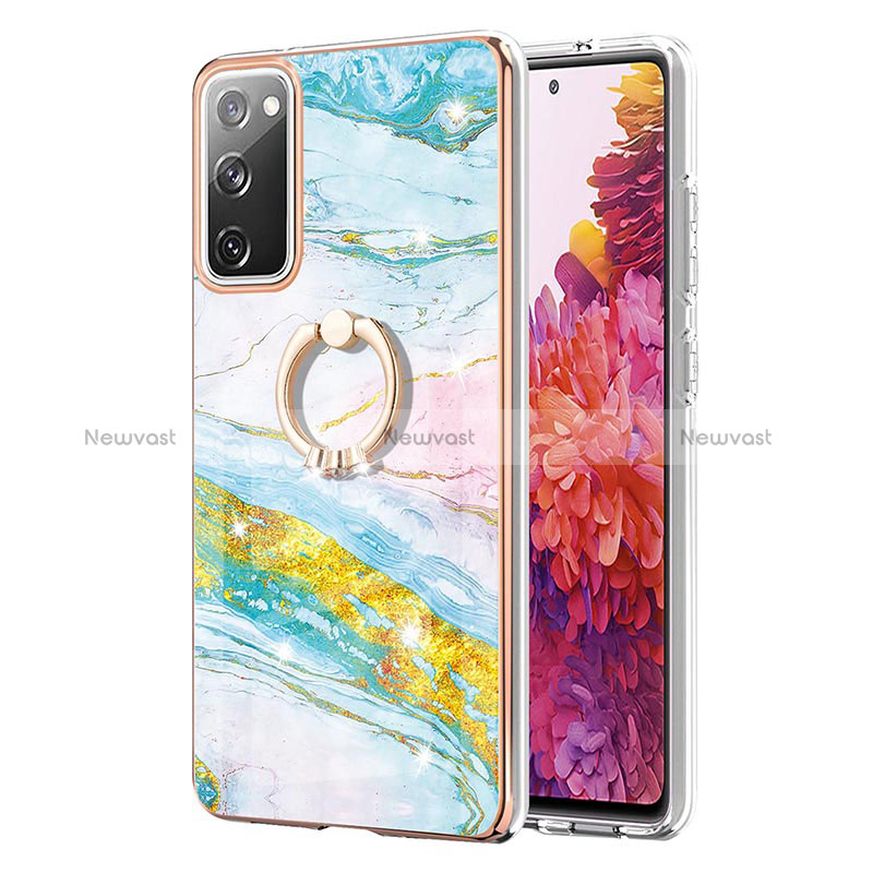 Silicone Candy Rubber Gel Fashionable Pattern Soft Case Cover with Finger Ring Stand Y05B for Samsung Galaxy S20 FE (2022) 5G