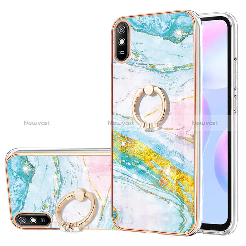 Silicone Candy Rubber Gel Fashionable Pattern Soft Case Cover with Finger Ring Stand Y05B for Xiaomi Redmi 9AT Colorful