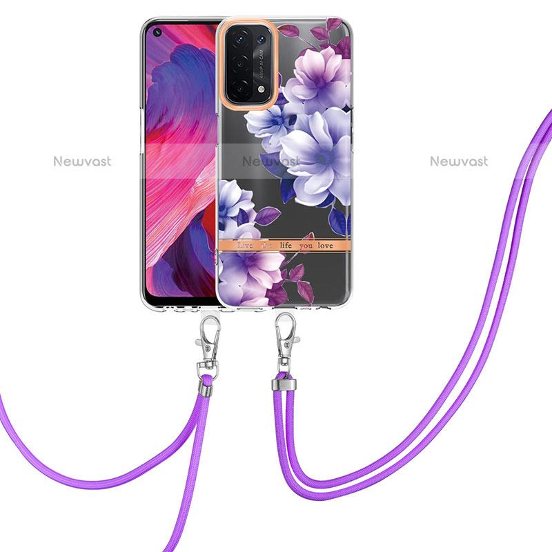 Silicone Candy Rubber Gel Fashionable Pattern Soft Case Cover with Finger Ring Stand Y06B for OnePlus Nord N200 5G Purple