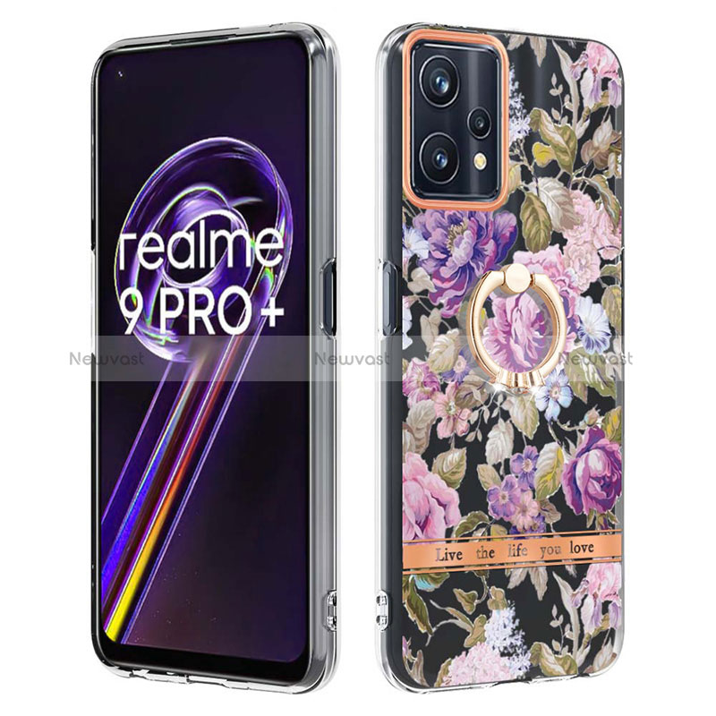 Silicone Candy Rubber Gel Fashionable Pattern Soft Case Cover with Finger Ring Stand Y06B for Realme 9 Pro+ Plus 5G
