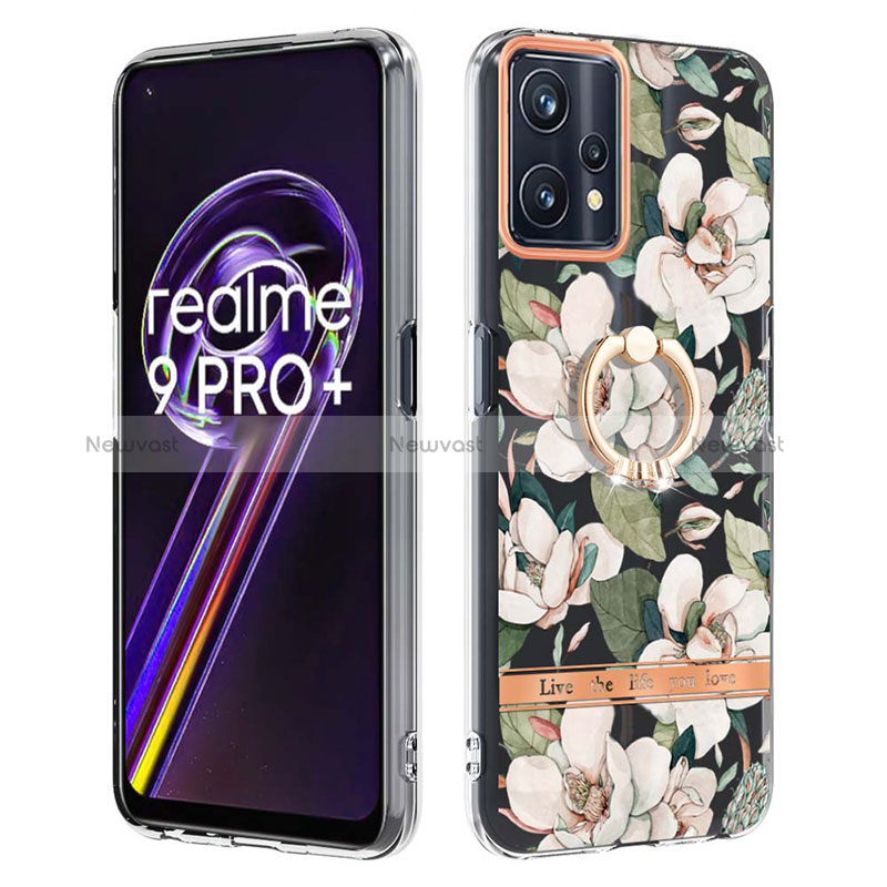 Silicone Candy Rubber Gel Fashionable Pattern Soft Case Cover with Finger Ring Stand Y06B for Realme 9 Pro+ Plus 5G
