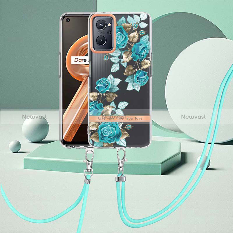 Silicone Candy Rubber Gel Fashionable Pattern Soft Case Cover with Finger Ring Stand Y06B for Realme 9i 4G