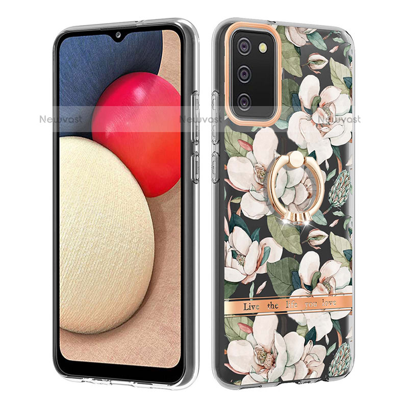 Silicone Candy Rubber Gel Fashionable Pattern Soft Case Cover with Finger Ring Stand Y06B for Samsung Galaxy A02s