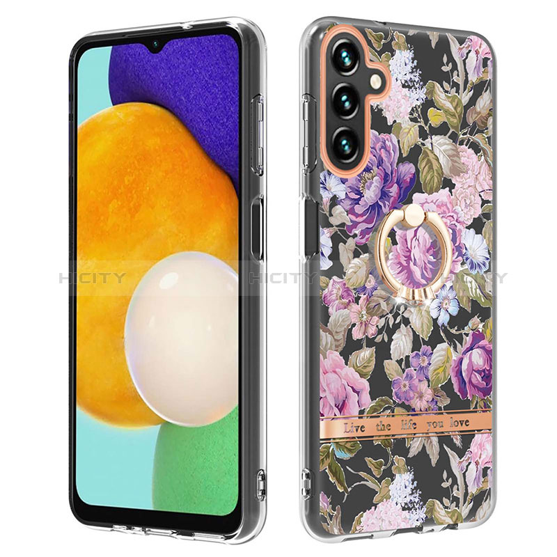 Silicone Candy Rubber Gel Fashionable Pattern Soft Case Cover with Finger Ring Stand Y06B for Samsung Galaxy A04s