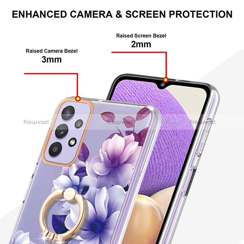 Silicone Candy Rubber Gel Fashionable Pattern Soft Case Cover with Finger Ring Stand Y06B for Samsung Galaxy A23 4G