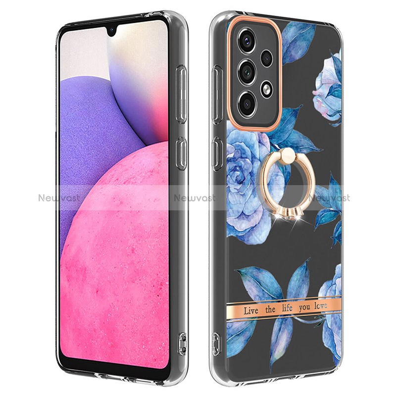 Silicone Candy Rubber Gel Fashionable Pattern Soft Case Cover with Finger Ring Stand Y06B for Samsung Galaxy A33 5G