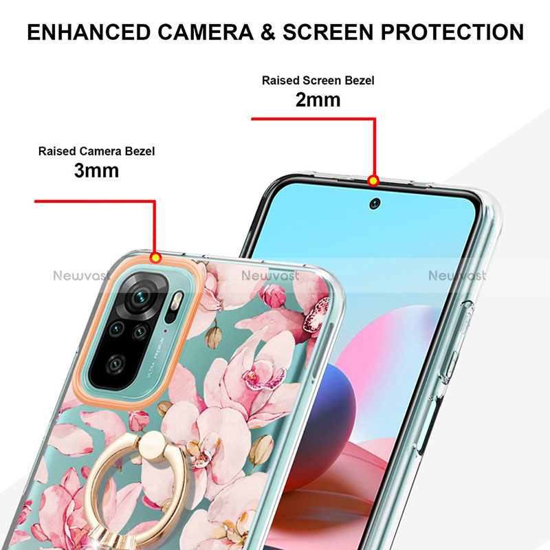 Silicone Candy Rubber Gel Fashionable Pattern Soft Case Cover with Finger Ring Stand Y06B for Xiaomi Poco M5S