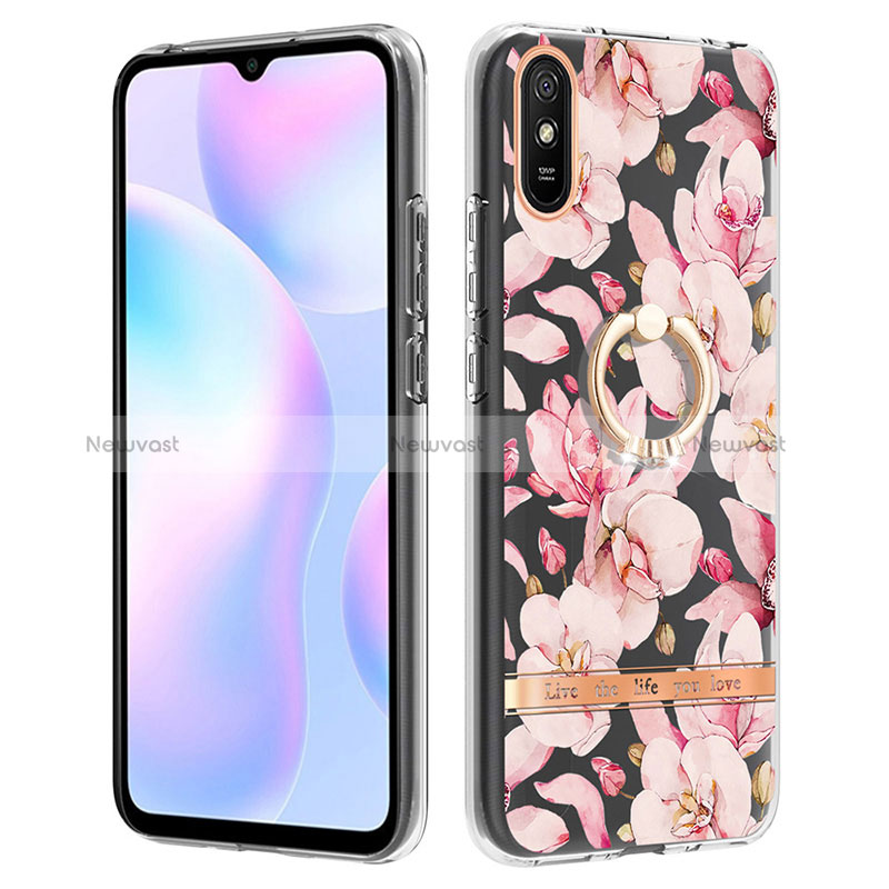 Silicone Candy Rubber Gel Fashionable Pattern Soft Case Cover with Finger Ring Stand Y06B for Xiaomi Redmi 9AT