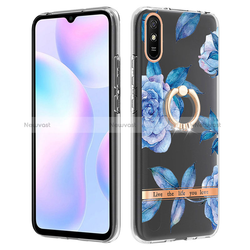 Silicone Candy Rubber Gel Fashionable Pattern Soft Case Cover with Finger Ring Stand Y06B for Xiaomi Redmi 9AT