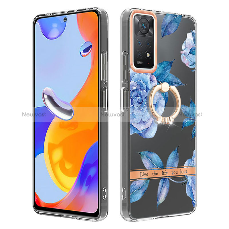 Silicone Candy Rubber Gel Fashionable Pattern Soft Case Cover with Finger Ring Stand Y06B for Xiaomi Redmi Note 11 Pro 4G