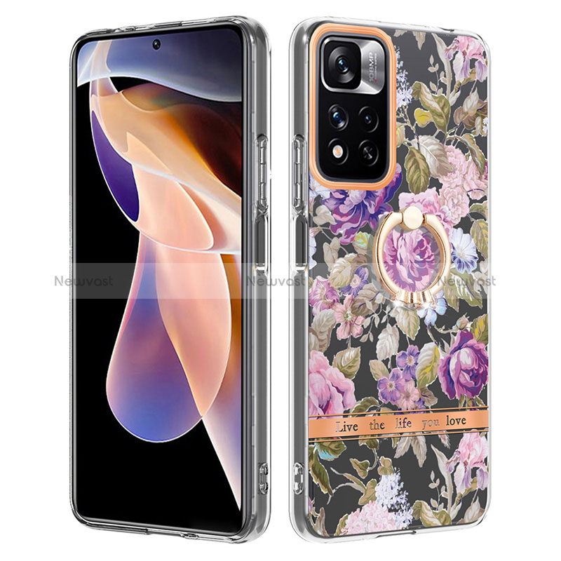 Silicone Candy Rubber Gel Fashionable Pattern Soft Case Cover with Finger Ring Stand Y06B for Xiaomi Redmi Note 11 Pro+ Plus 5G