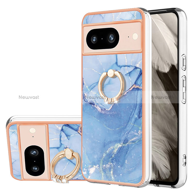 Silicone Candy Rubber Gel Fashionable Pattern Soft Case Cover with Finger Ring Stand YB1 for Google Pixel 8 5G