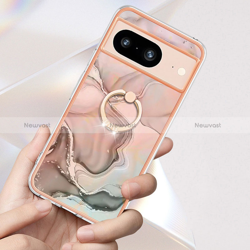 Silicone Candy Rubber Gel Fashionable Pattern Soft Case Cover with Finger Ring Stand YB1 for Google Pixel 8 5G