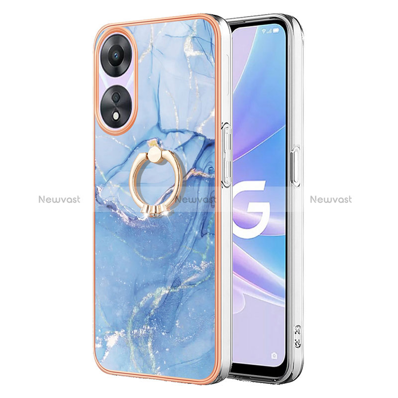 Silicone Candy Rubber Gel Fashionable Pattern Soft Case Cover with Finger Ring Stand YB1 for Oppo A78 5G