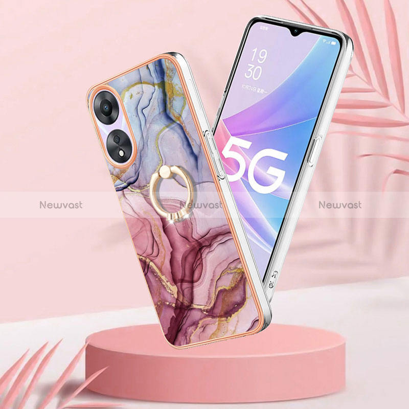 Silicone Candy Rubber Gel Fashionable Pattern Soft Case Cover with Finger Ring Stand YB1 for Oppo A78 5G