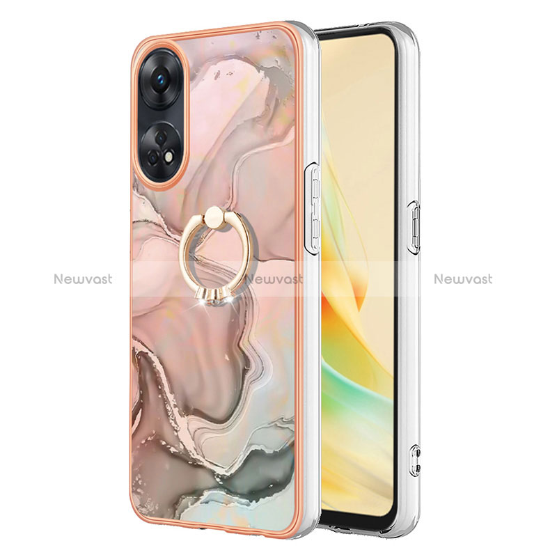 Silicone Candy Rubber Gel Fashionable Pattern Soft Case Cover with Finger Ring Stand YB1 for Oppo Reno8 T 4G