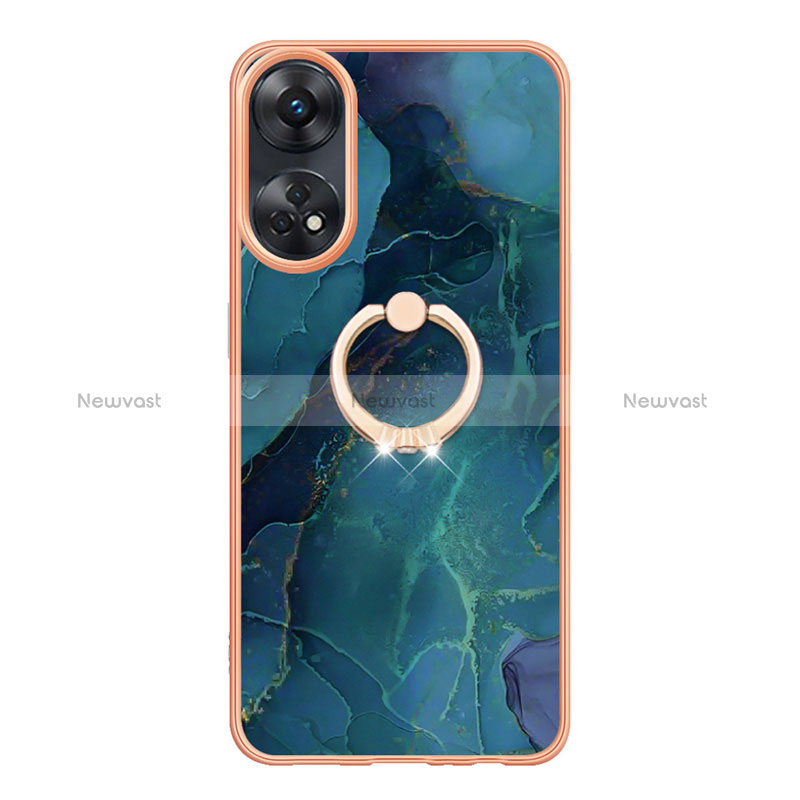 Silicone Candy Rubber Gel Fashionable Pattern Soft Case Cover with Finger Ring Stand YB1 for Oppo Reno8 T 4G