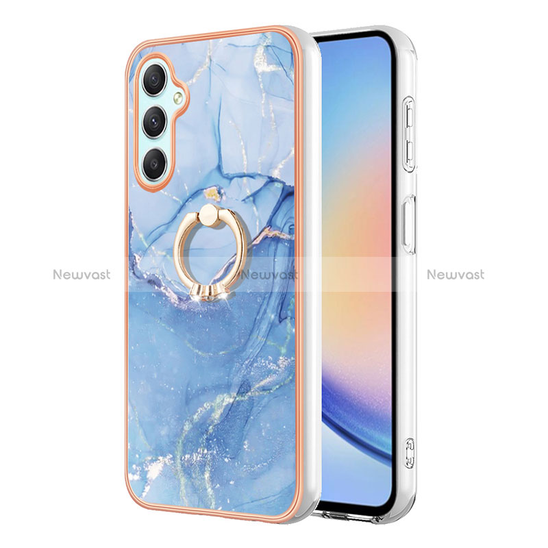 Silicone Candy Rubber Gel Fashionable Pattern Soft Case Cover with Finger Ring Stand YB1 for Samsung Galaxy A25 5G