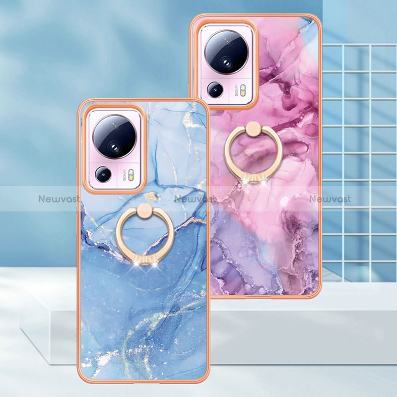 Silicone Candy Rubber Gel Fashionable Pattern Soft Case Cover with Finger Ring Stand YB1 for Xiaomi Mi 13 Lite 5G