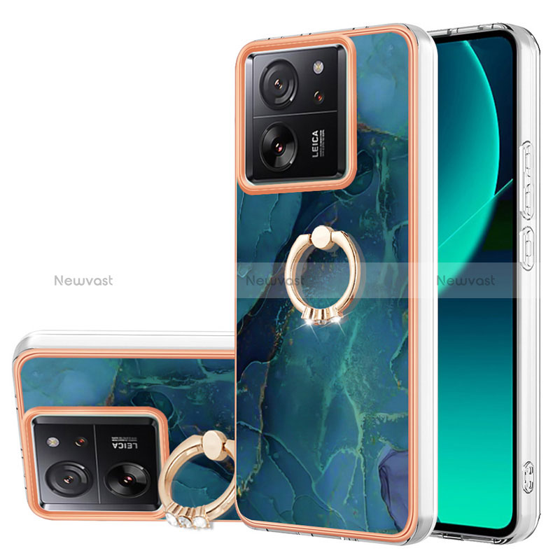 Silicone Candy Rubber Gel Fashionable Pattern Soft Case Cover with Finger Ring Stand YB1 for Xiaomi Mi 13T Pro 5G