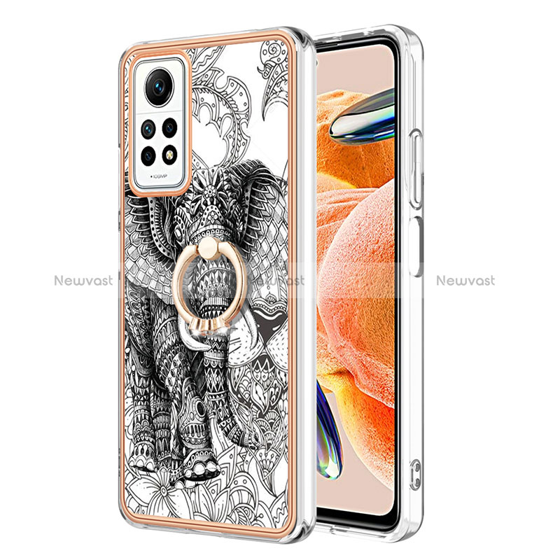 Silicone Candy Rubber Gel Fashionable Pattern Soft Case Cover with Finger Ring Stand YB1 for Xiaomi Redmi Note 11 Pro 4G