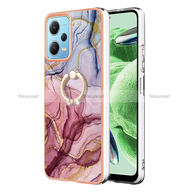 Silicone Candy Rubber Gel Fashionable Pattern Soft Case Cover with Finger Ring Stand YB1 for Xiaomi Redmi Note 12 5G