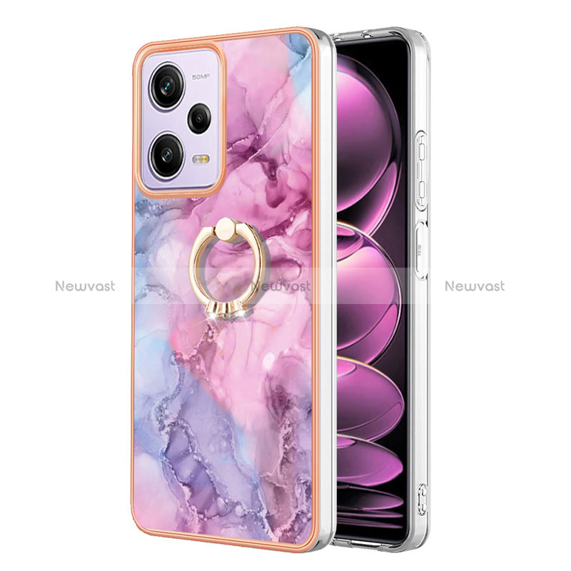 Silicone Candy Rubber Gel Fashionable Pattern Soft Case Cover with Finger Ring Stand YB1 for Xiaomi Redmi Note 12 Pro 5G