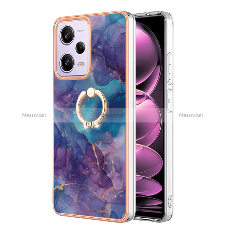Silicone Candy Rubber Gel Fashionable Pattern Soft Case Cover with Finger Ring Stand YB1 for Xiaomi Redmi Note 12 Pro 5G
