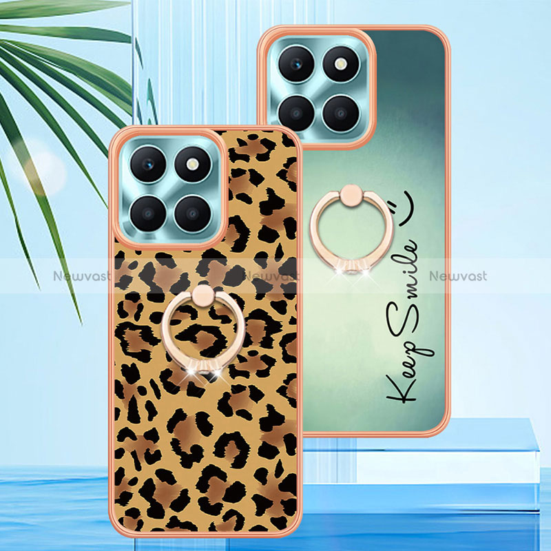 Silicone Candy Rubber Gel Fashionable Pattern Soft Case Cover with Finger Ring Stand YB2 for Huawei Honor X6a
