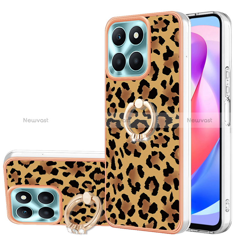 Silicone Candy Rubber Gel Fashionable Pattern Soft Case Cover with Finger Ring Stand YB2 for Huawei Honor X6a