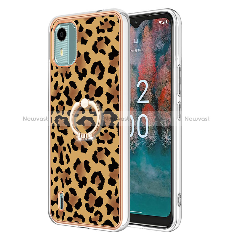 Silicone Candy Rubber Gel Fashionable Pattern Soft Case Cover with Finger Ring Stand YB2 for Nokia C12
