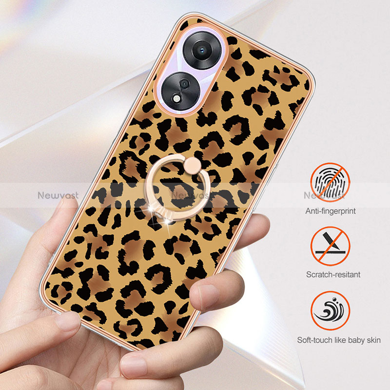 Silicone Candy Rubber Gel Fashionable Pattern Soft Case Cover with Finger Ring Stand YB2 for Oppo A78 5G