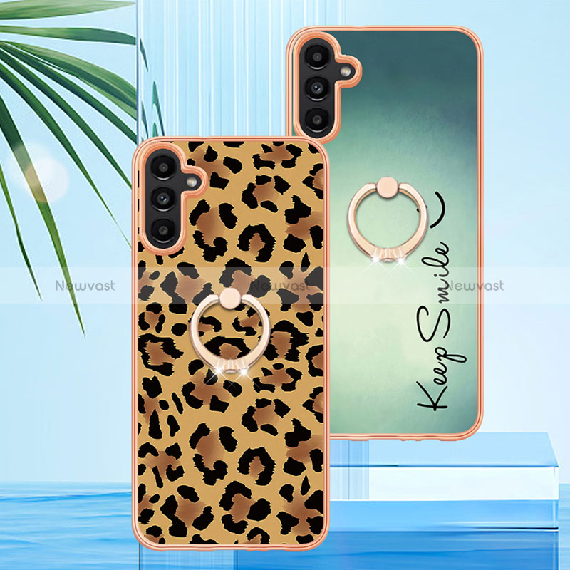 Silicone Candy Rubber Gel Fashionable Pattern Soft Case Cover with Finger Ring Stand YB2 for Samsung Galaxy A04s
