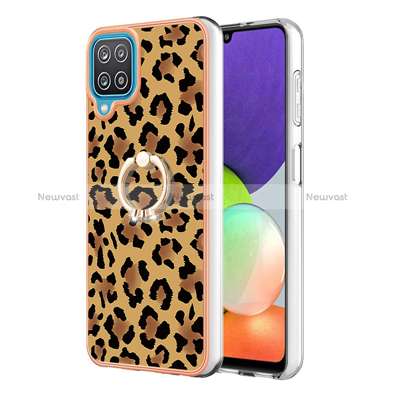 Silicone Candy Rubber Gel Fashionable Pattern Soft Case Cover with Finger Ring Stand YB2 for Samsung Galaxy A12